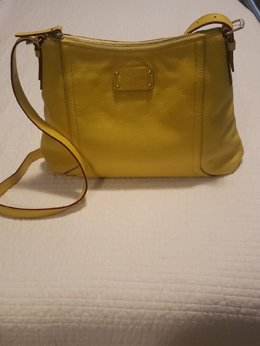 Kate Spade Bright Yellow Pebbled Leather Crossbody Bag